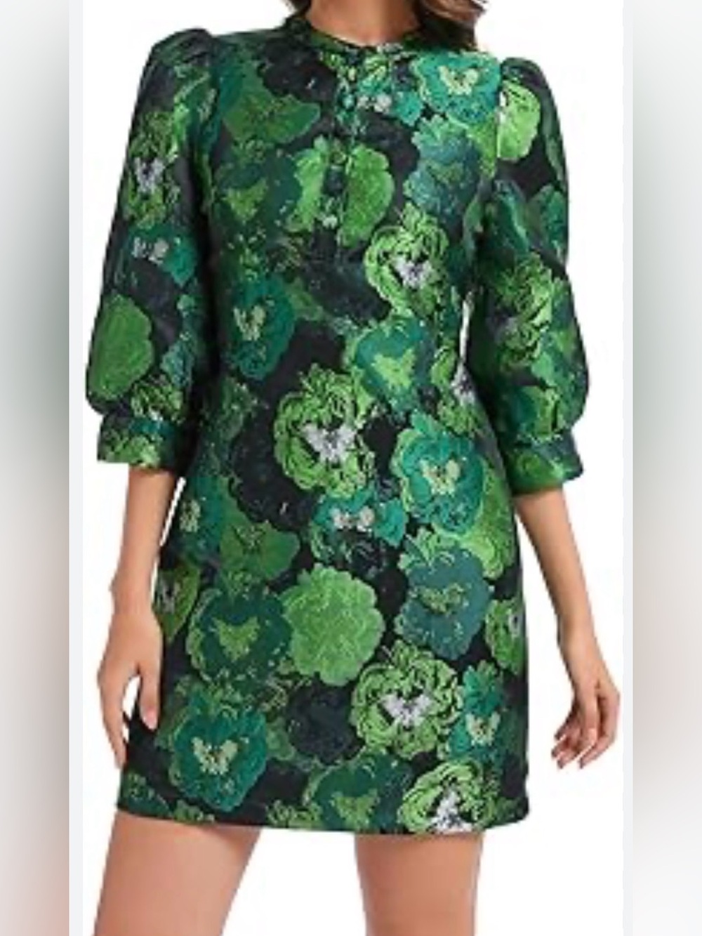 POMANDER PLACE Tuckernuck Green Floral Jacquard Samantha Mini Dress Size XL NEW